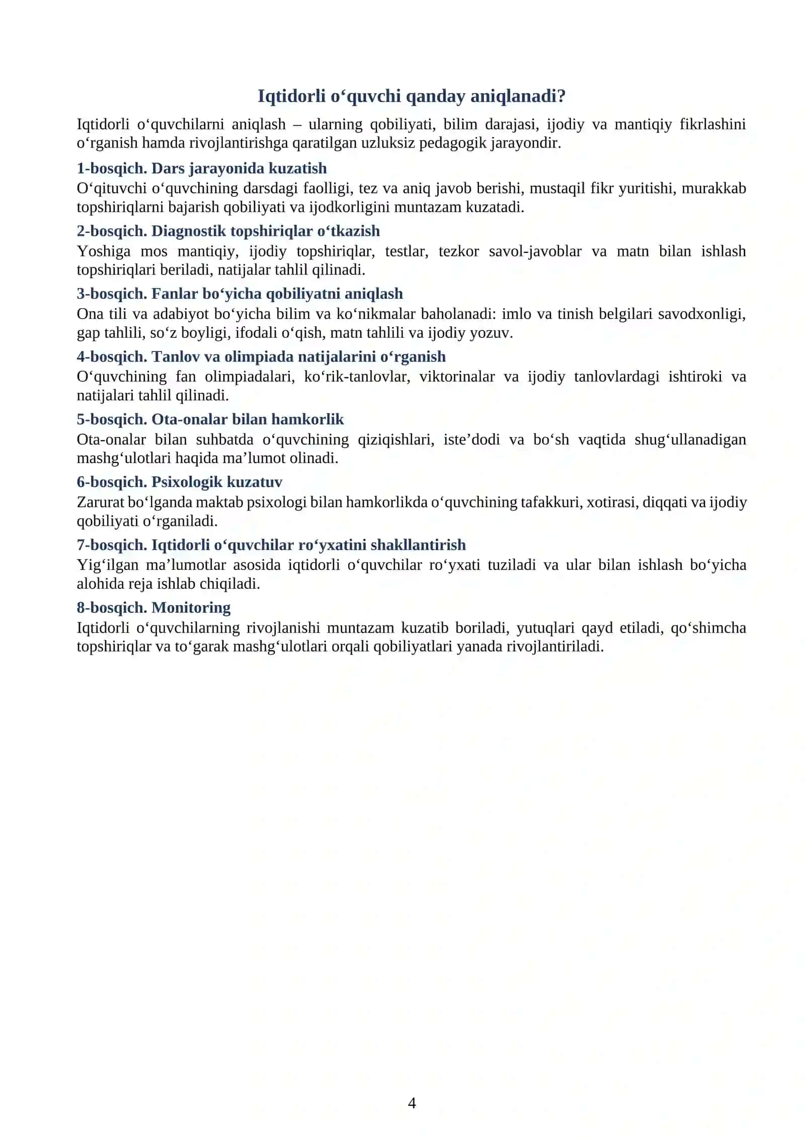 IQTIDORLI O‘QUVCHILAR BILAN ISHLASH 4