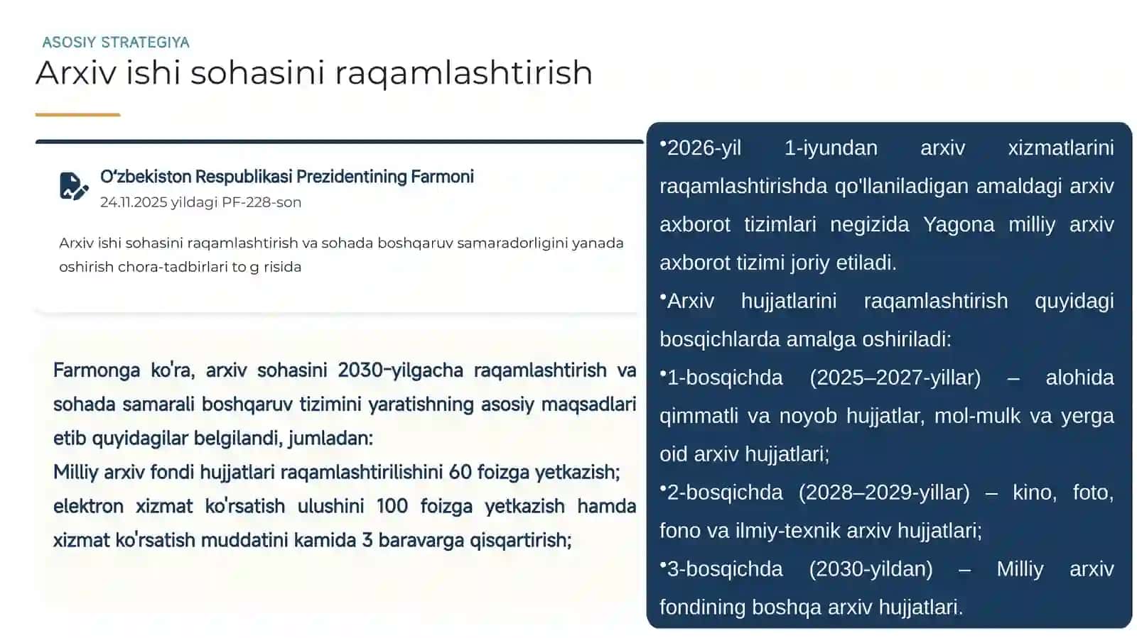 Mamlakatimizdaraqamlashtirishbo'yichachiqqanfarmon,qaror,nizomlarvaularniahamiyati 4