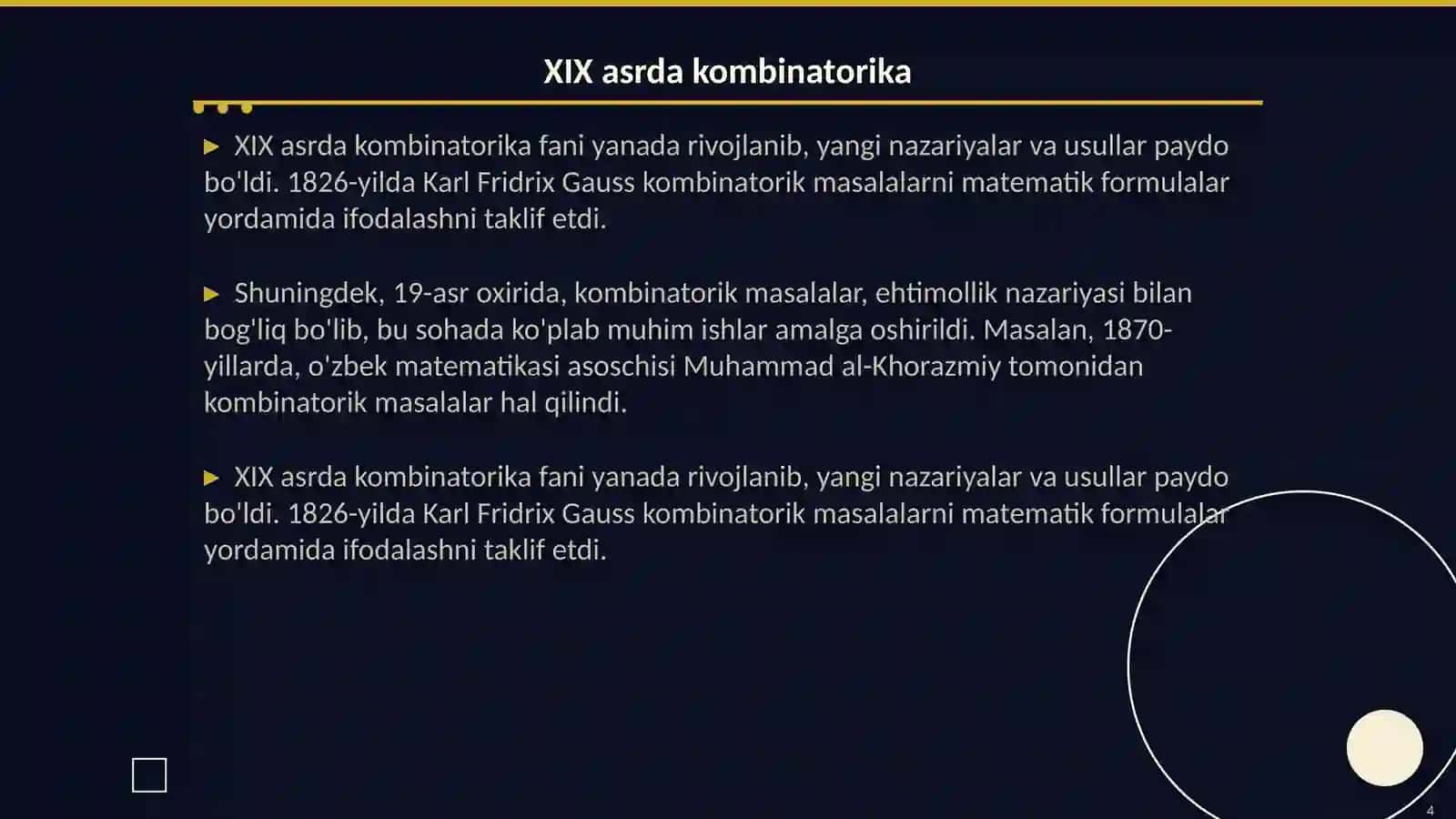Kombinatorika fani rivojlanish tarixi 4