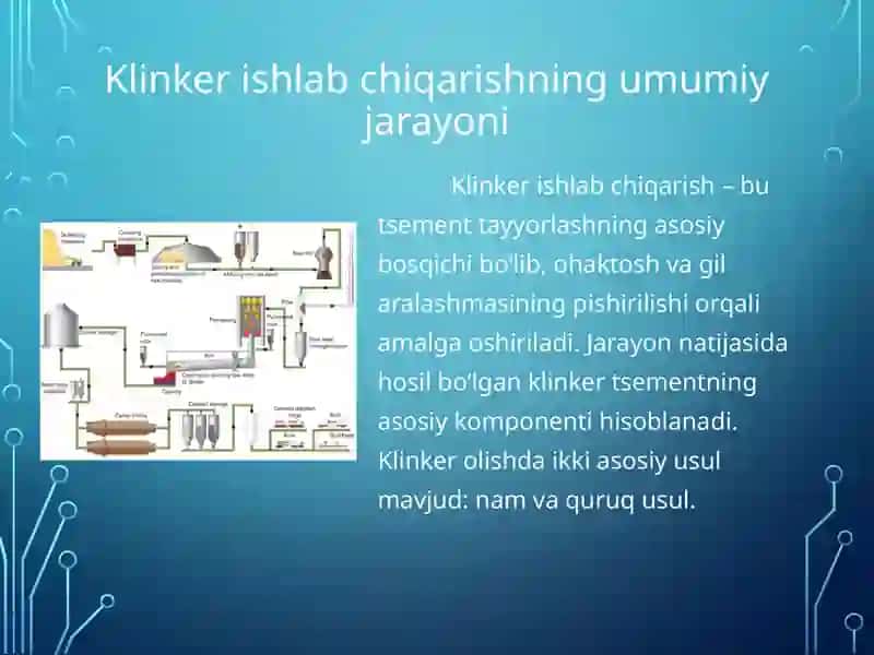 Organik bog'lovchi moddalar.  Quruq usulda klinkerni pishirish texnologiyasi 4