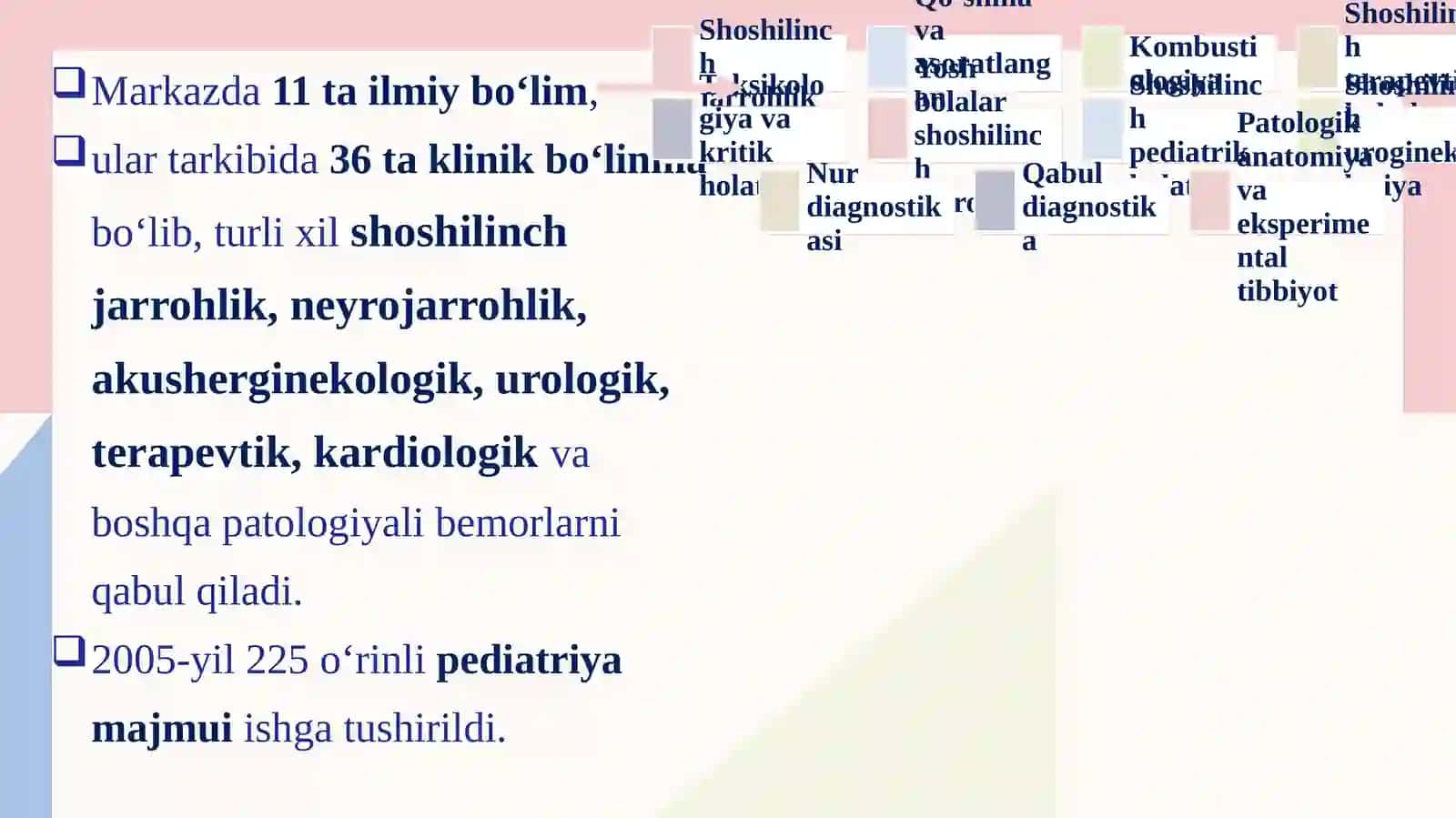 Shoshilinch tibbiy xizmat va ixtisoslashtirilgan markazlar 4