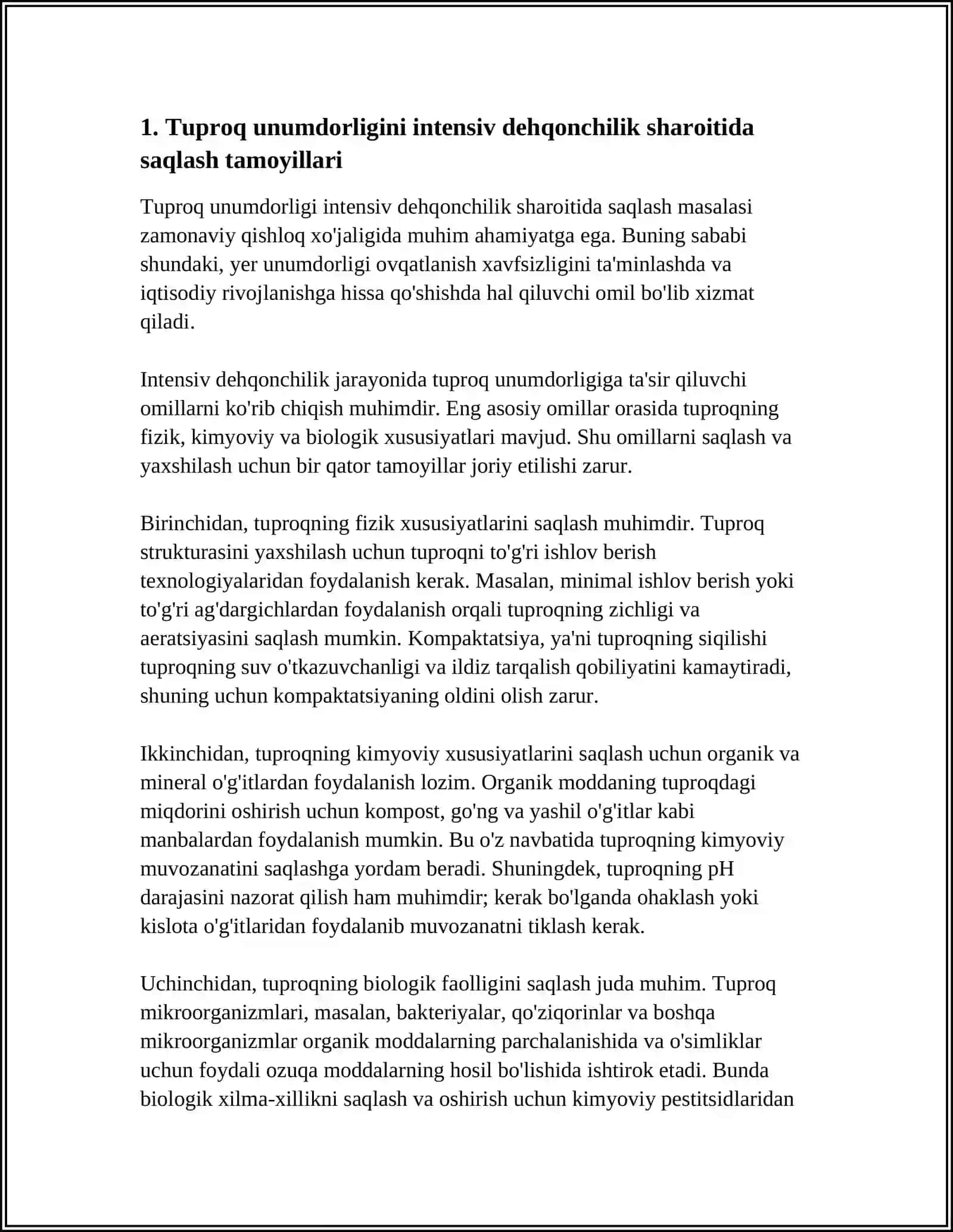 Tuproq unumdorligini intensiv 4