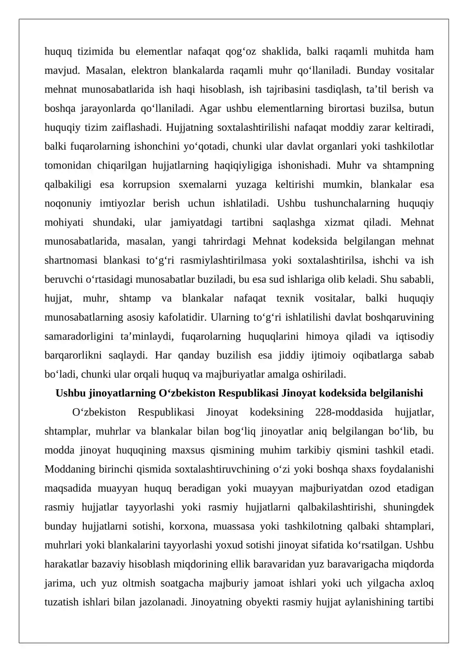 Hujjatlar, shtamplar, muhrlar, blankalar tayyorlash huquqi tahlili 4