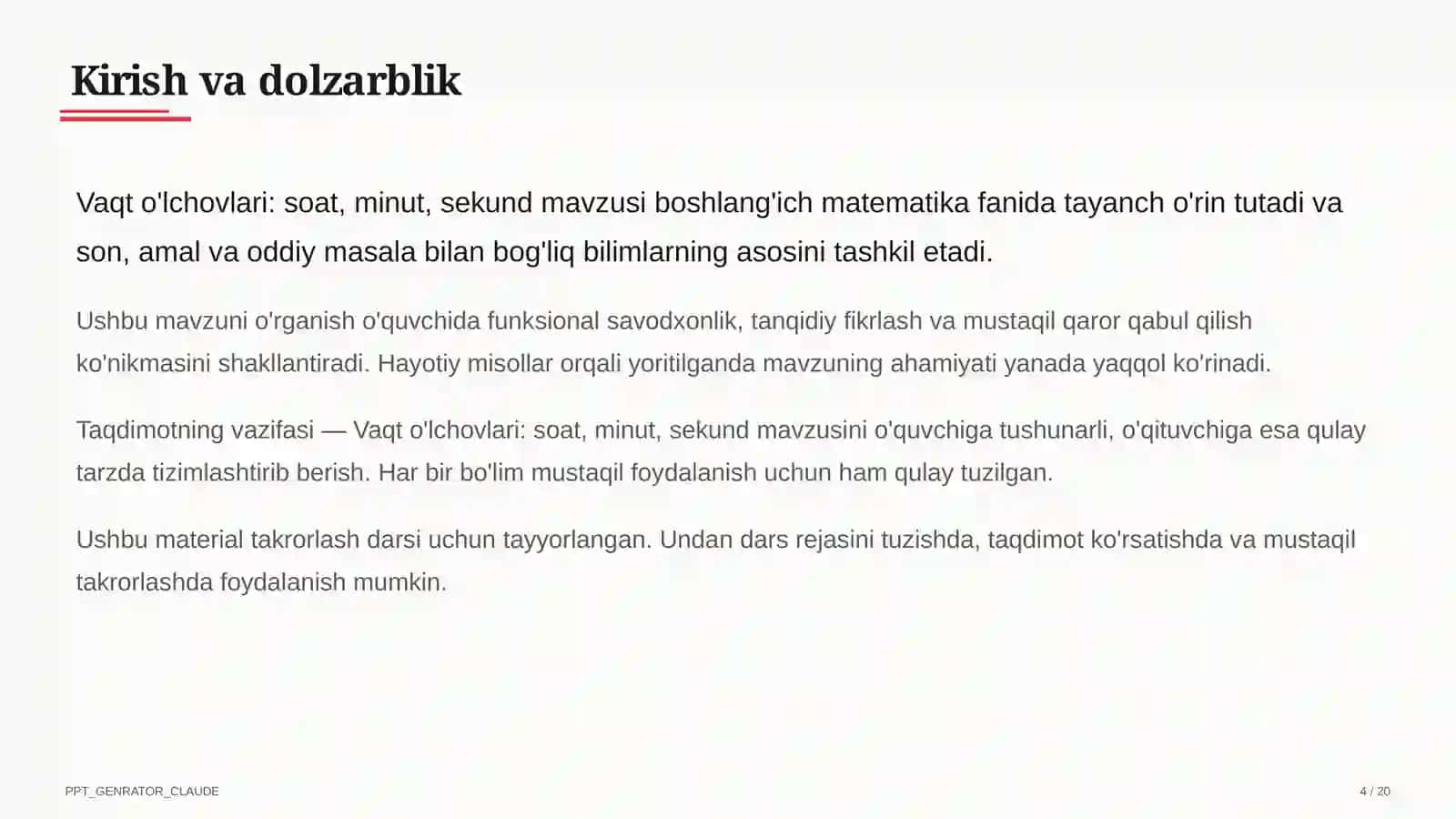 Matematika Dars Rejasi 4