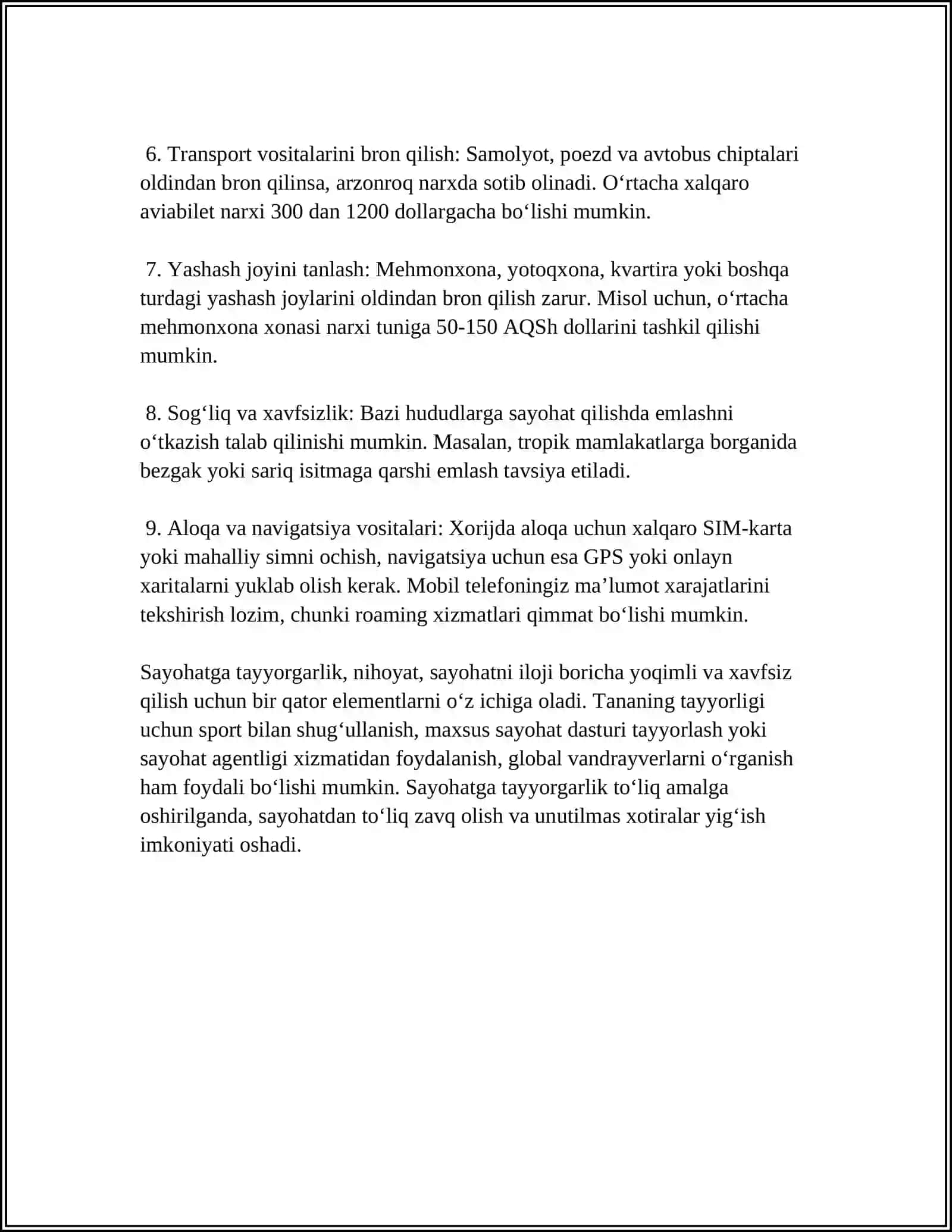 XAYOLIY SAYYOHAT DARSI 4
