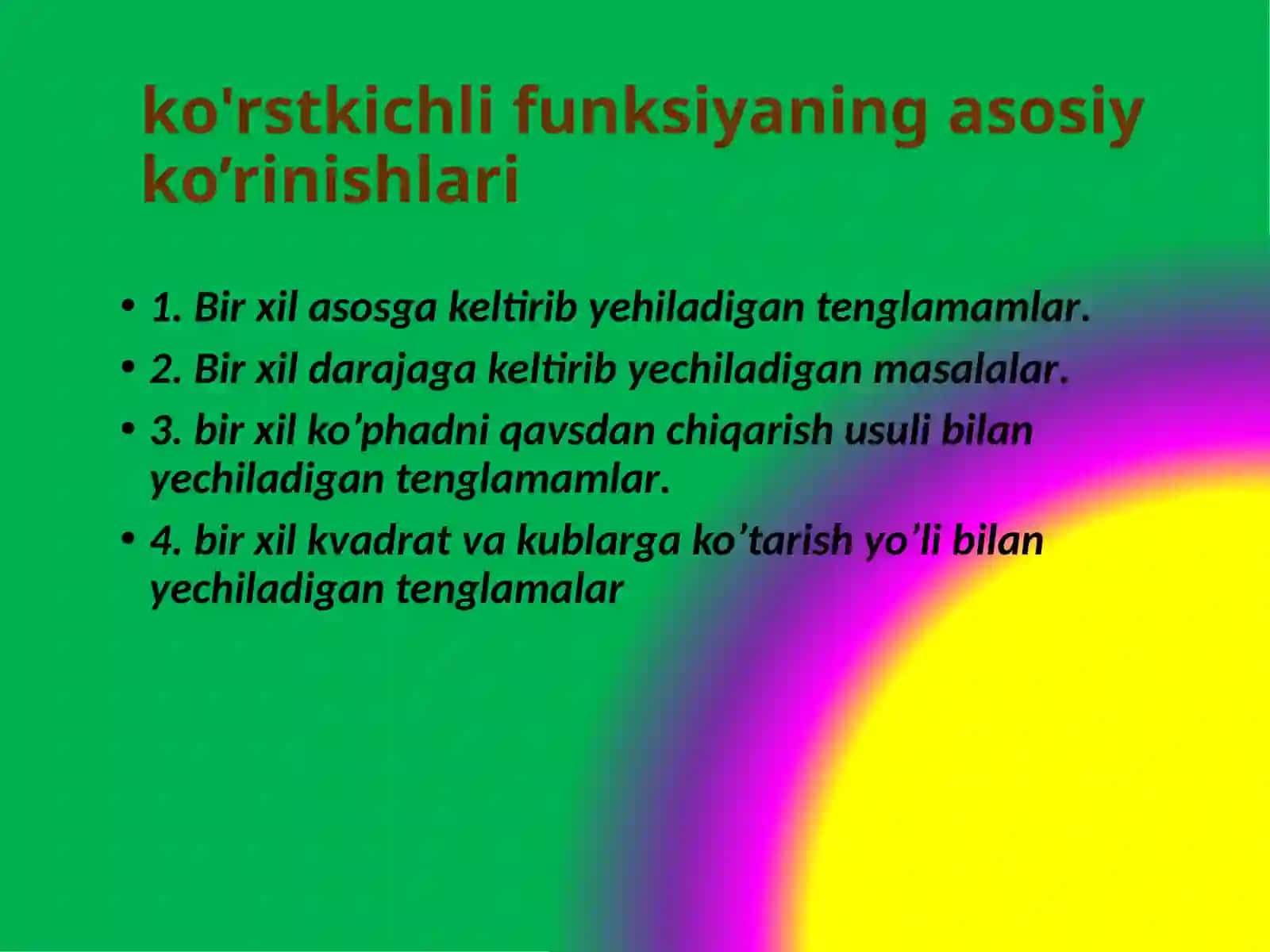 Ko’rsatkichlitenglama 4