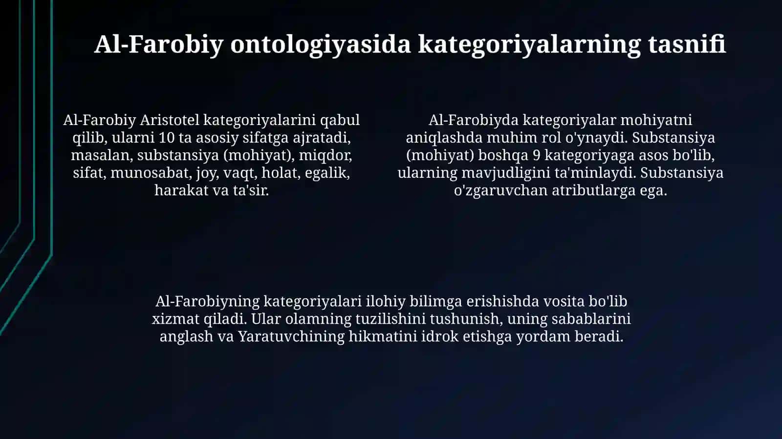 Aristotel Forobiy va Kant ontologiyasida kategoriyalarning tasnifi 4