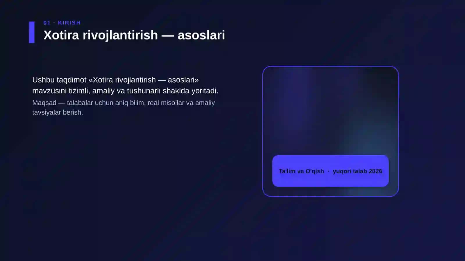 Xotira rivojlantirish — asoslari 4