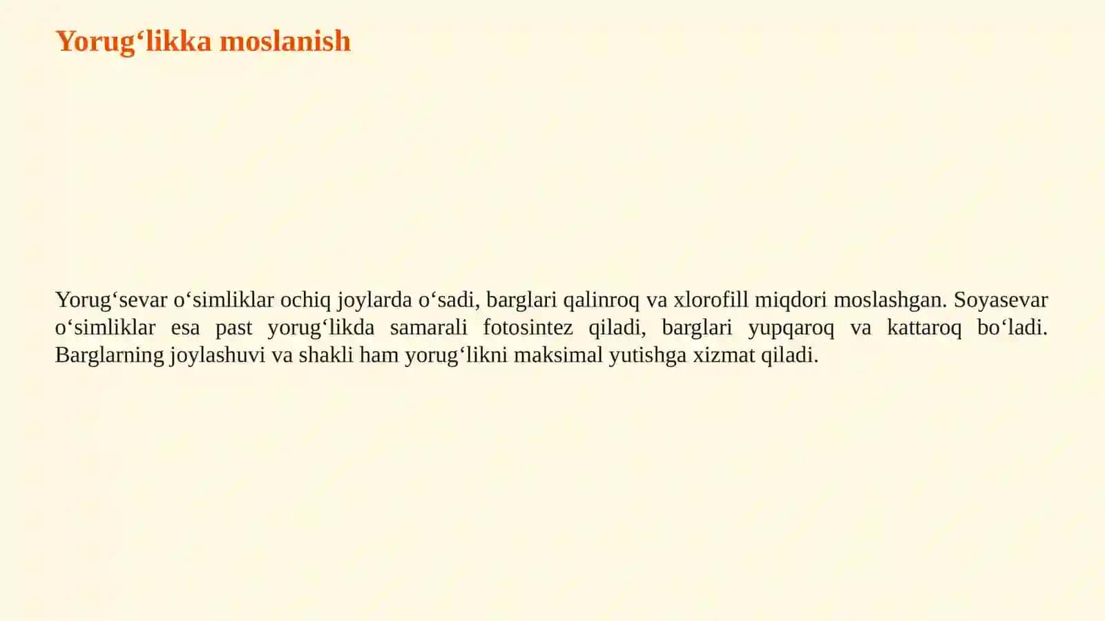 O‘SIMLIKLARNING EKOLOGIK OMILLARGA MOSLANISHI 4