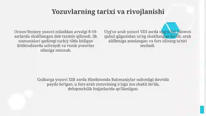 Orxon-Yenisey, Uyg'ur Arab va Gulbarga yozuvlari: Tarix va Rivojlanish 4