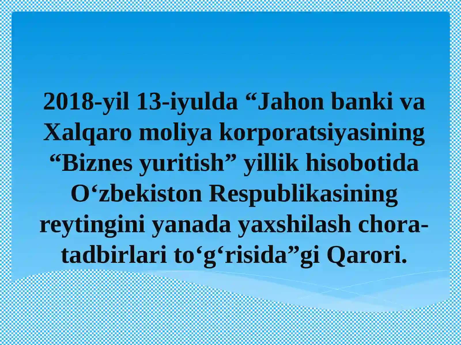 Yangi O‘zbekiston ijtimoiy-siyosiy, iqtisodiy va madaniy hayotida roʻy berayotgan oʻzgarishlarning xalqaro reyting va indekslardagi o’rni 4