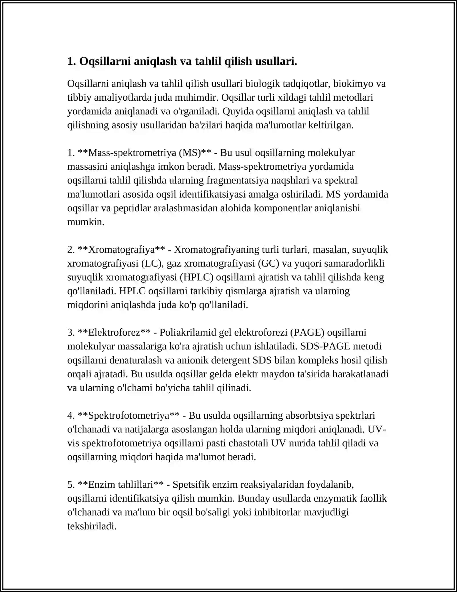 Oqsillarning fizik-kimyoviy xossalari 4