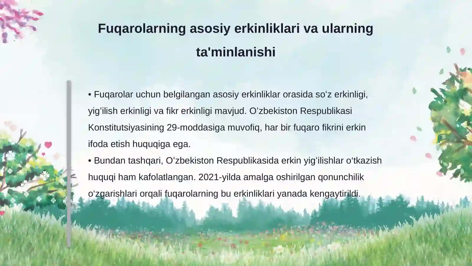 Oʻzbekiston Respublikasida fuqarolarning konistitutsiyaviy huquq va erkinliklari tushunchasi 4