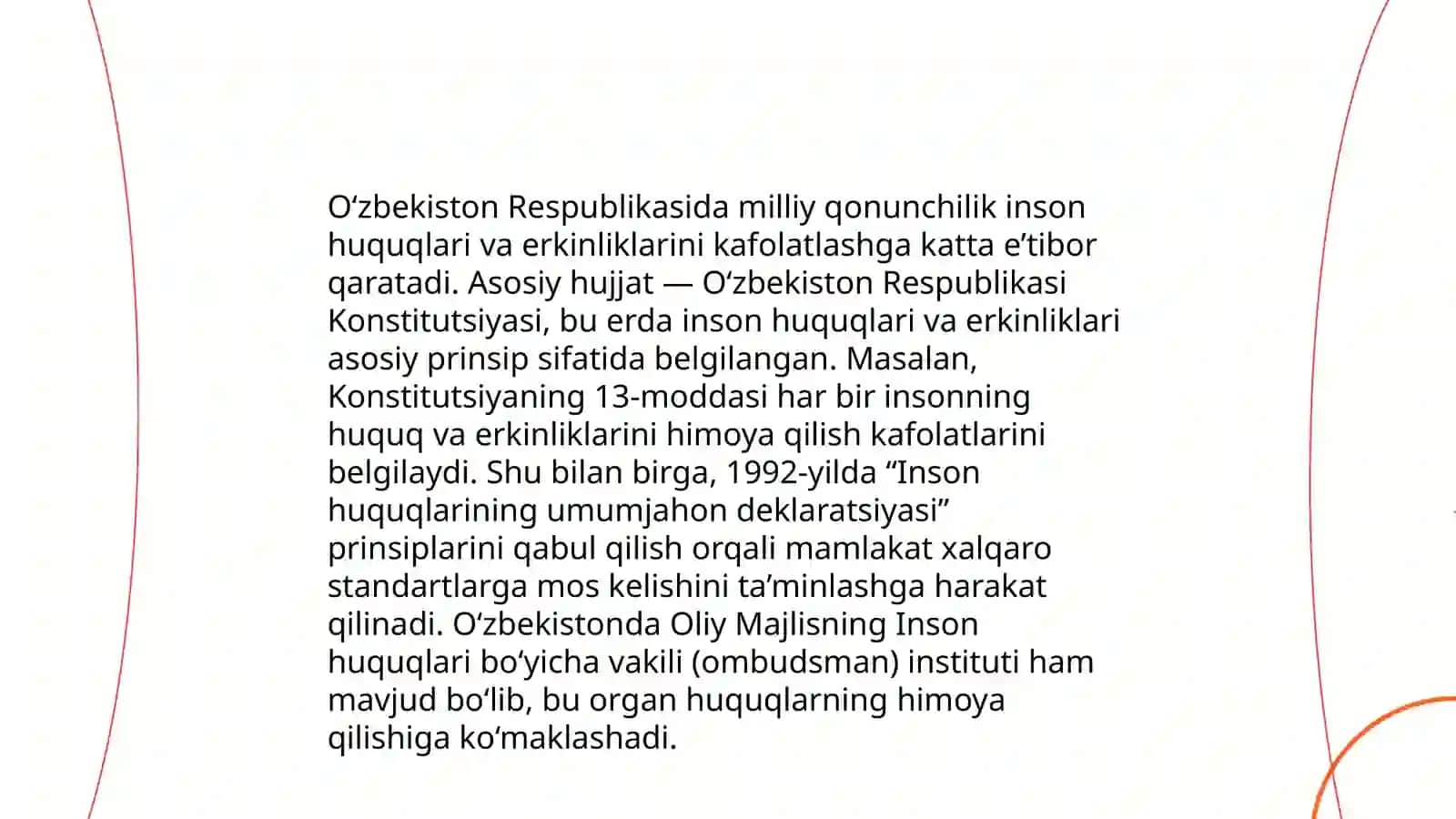 Yangi o'zbekistonda inson haq-huquqlari va erkinlilari kafolatining yaratilishi 4