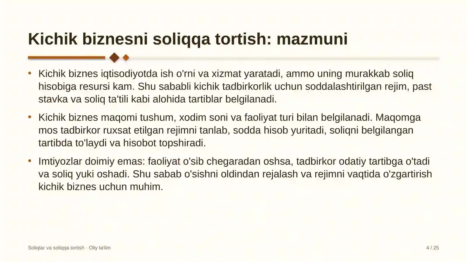 Kollejlarda kichik biznesni soliqqa tortish 4