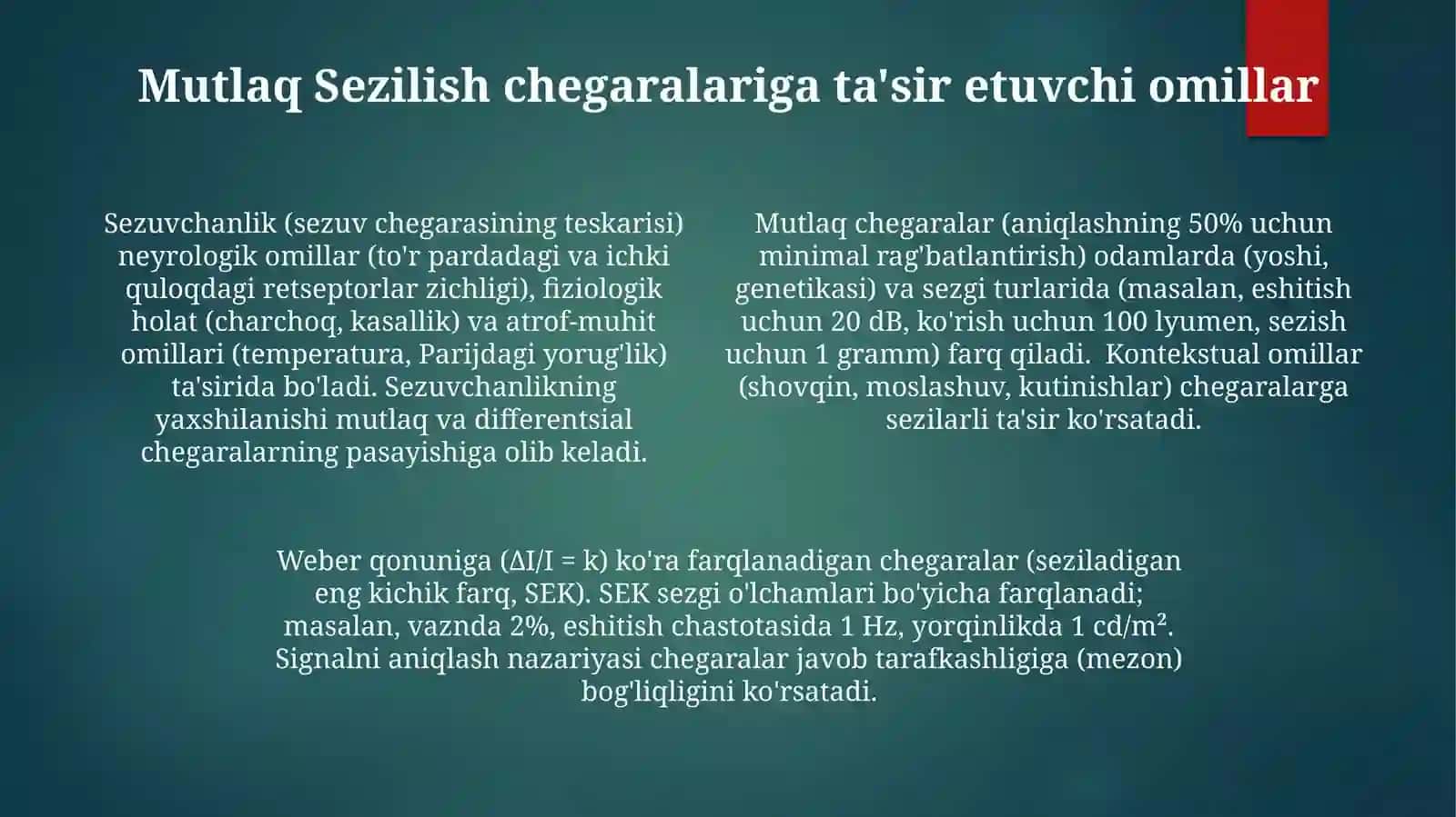 Mutloq va Differensial Sezgirlikning Ta'rifi va Qo'llanilishi 4