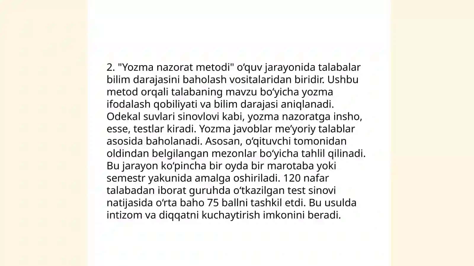 Og'zaki nazorat metodi 4