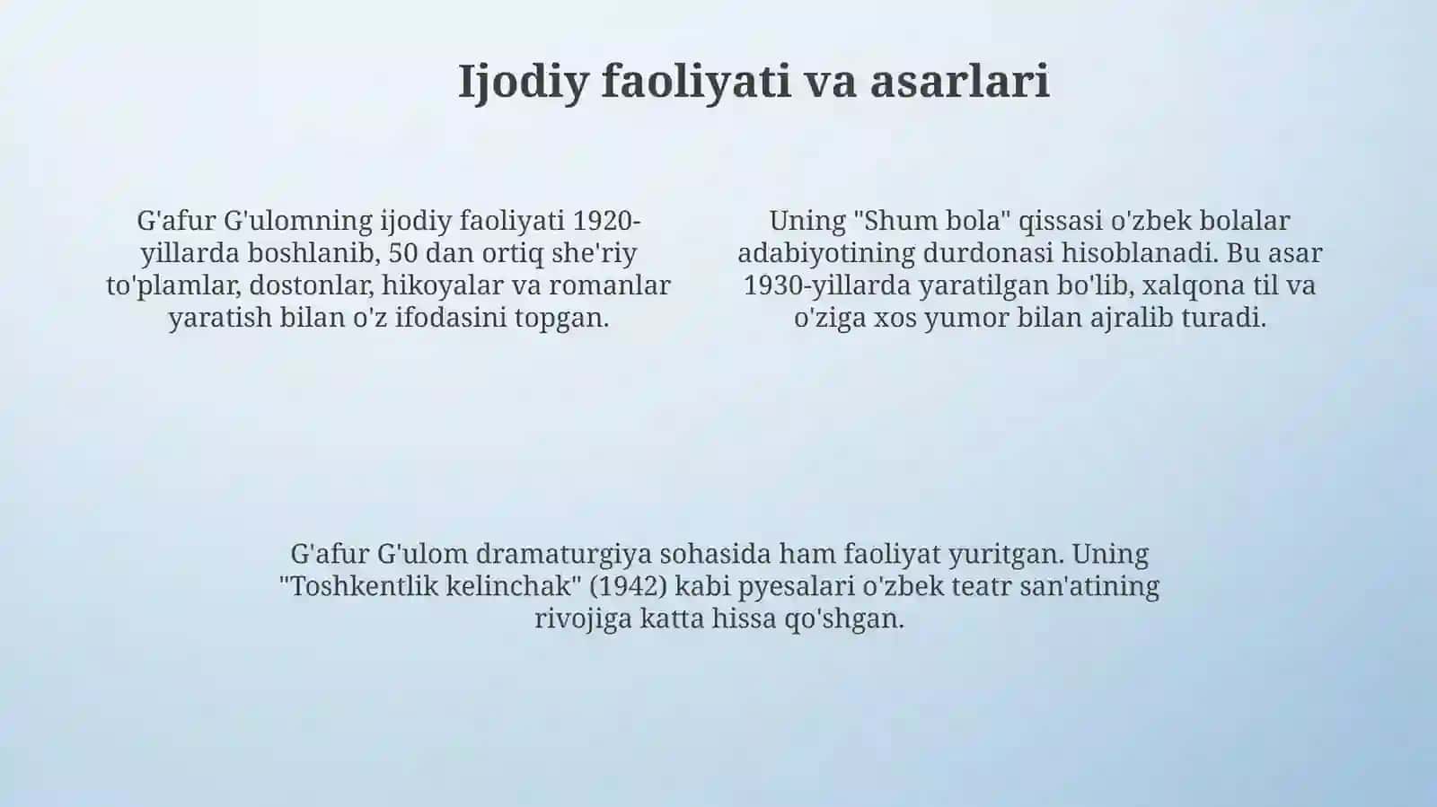 Ğafur Qodirov hayoti va yozgan asarlari haqida 4