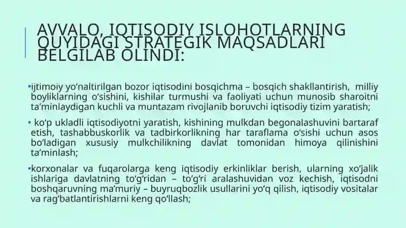 Oʼzbekistonda bozor munosabatlarining rivojlanishi 4