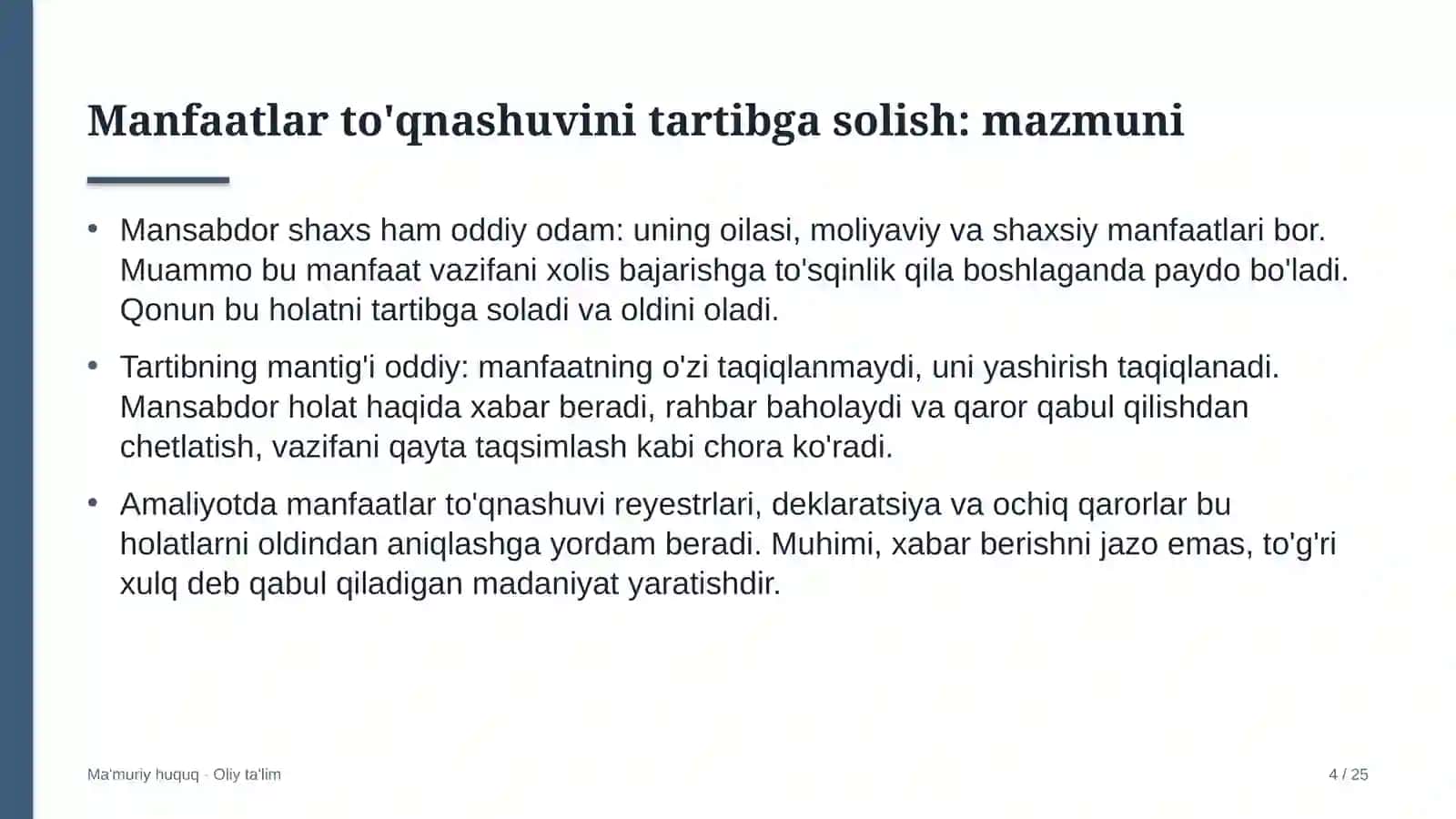 maxsus texnika parklarida manfaatlar to'qnashuvini tartibga solish 4382 4