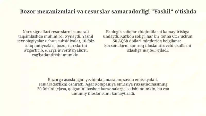 Mikroiqtisodiy qonuniyatlarning "Yashil" iqtisodiyotga ótish davridagi tutgan órni 4