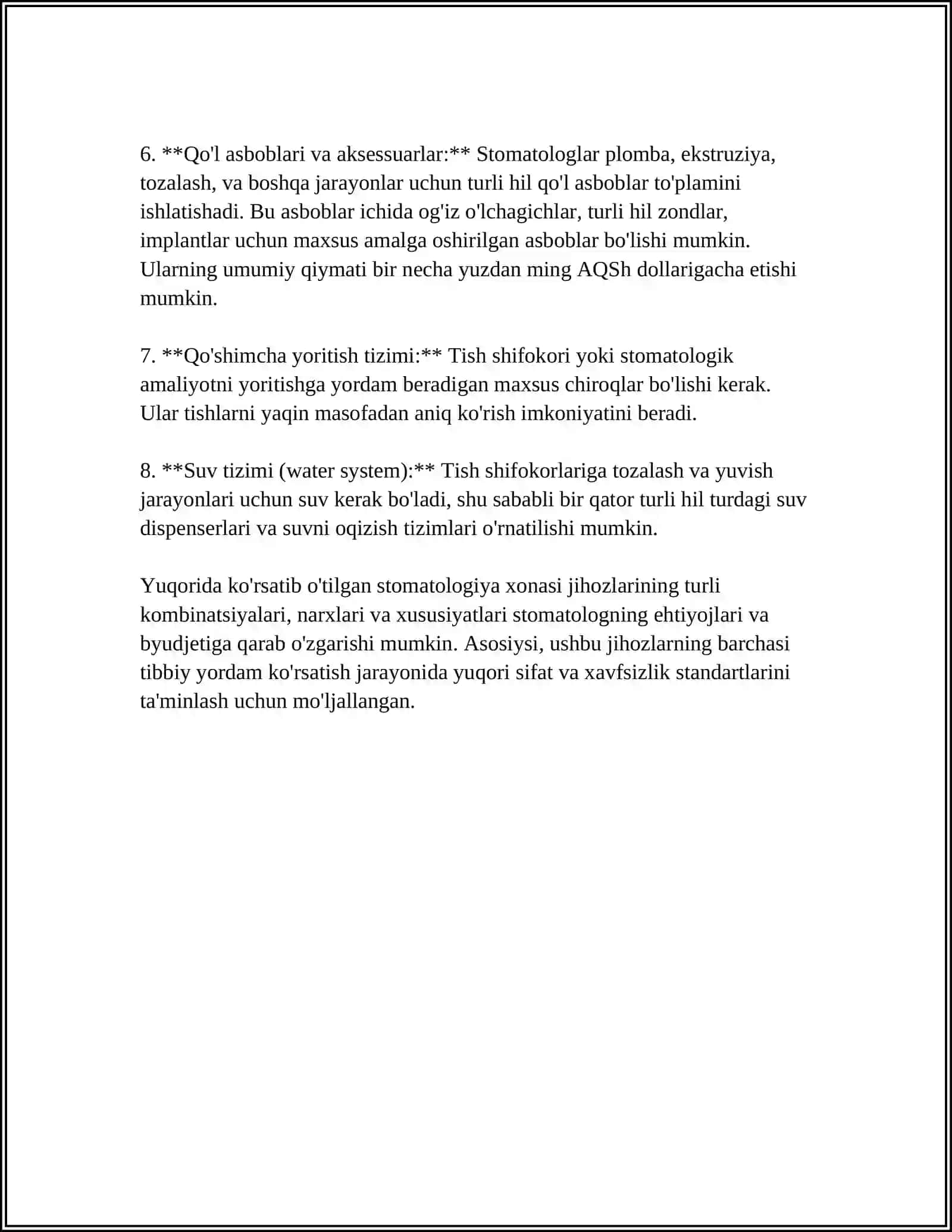 STOMATOLOGIYA XONANING JIHOZLANISHI.ASOSIY STOMATOLOGIK USKUNALAR VA VOSITALAR. STOMATOLOGIYAGIK QURILMALARNING TURLARI 4