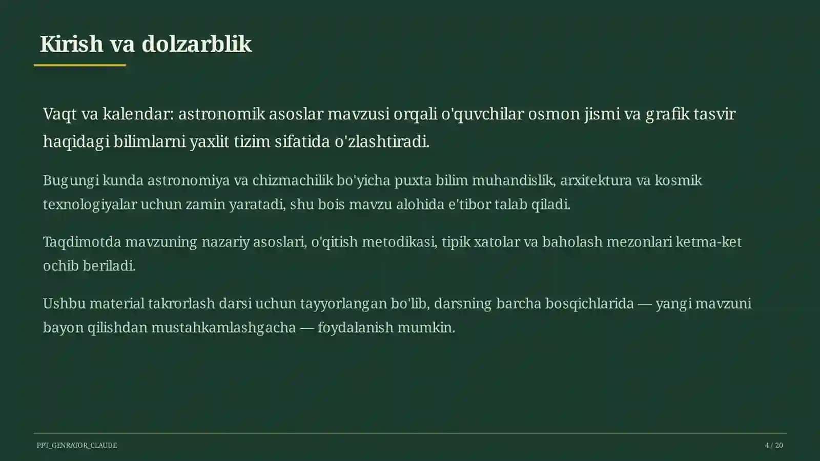 Vaqt va kalendar: astronomik asoslar (10-sinf) 4