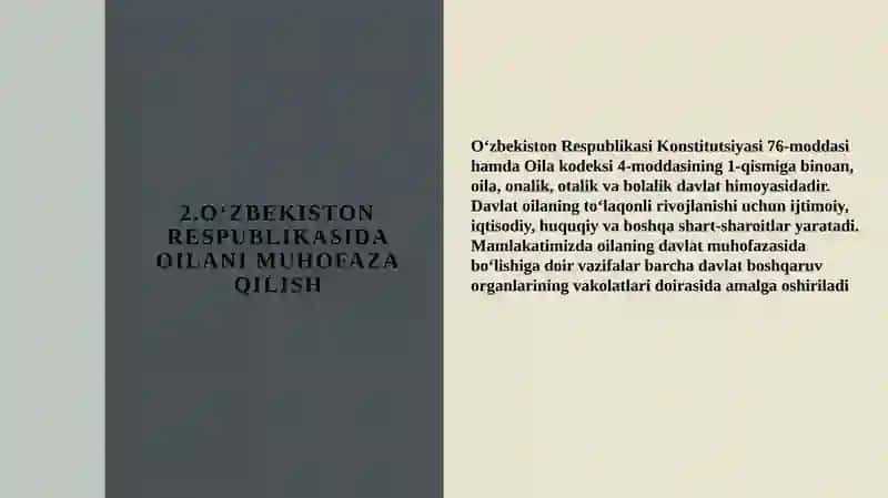 Konstitutsiyaviy huquq, Oilab olalar va yoshlar masalari 4