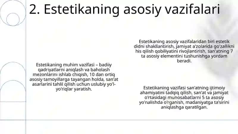 Estetikaning predmeti, maqsadi va vazifalari 4