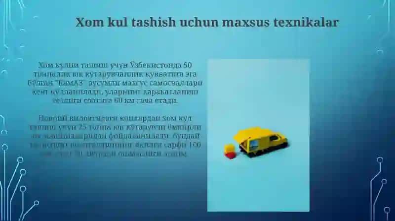 Xom ashyoni tashishda ishlatiladigan transport vositalari 4