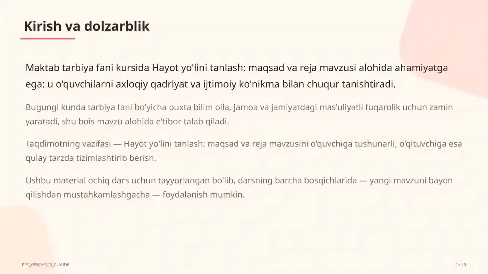 Hayot yo'lini tanlash: maqsad va reja (11-sinf) 4