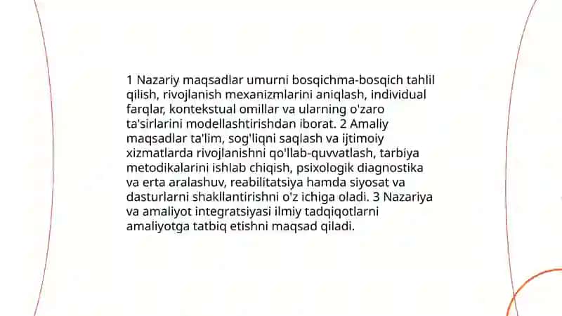 Umurniy psixologiya fanining predmeti, maqsad va vazifalari 4