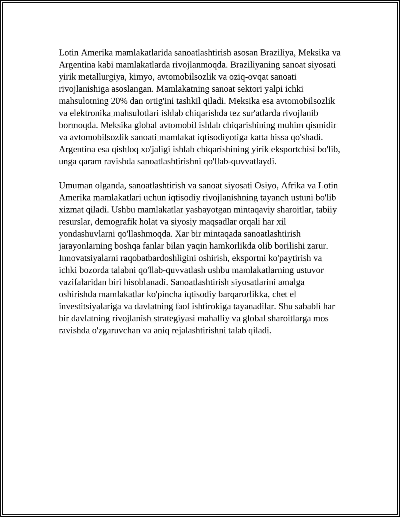OSIYO,AFRIKA VA LOTIN AMERIKA MAMLAKATLARI RIVOJLANISHINING ASOSIY YONALISHLARI 4