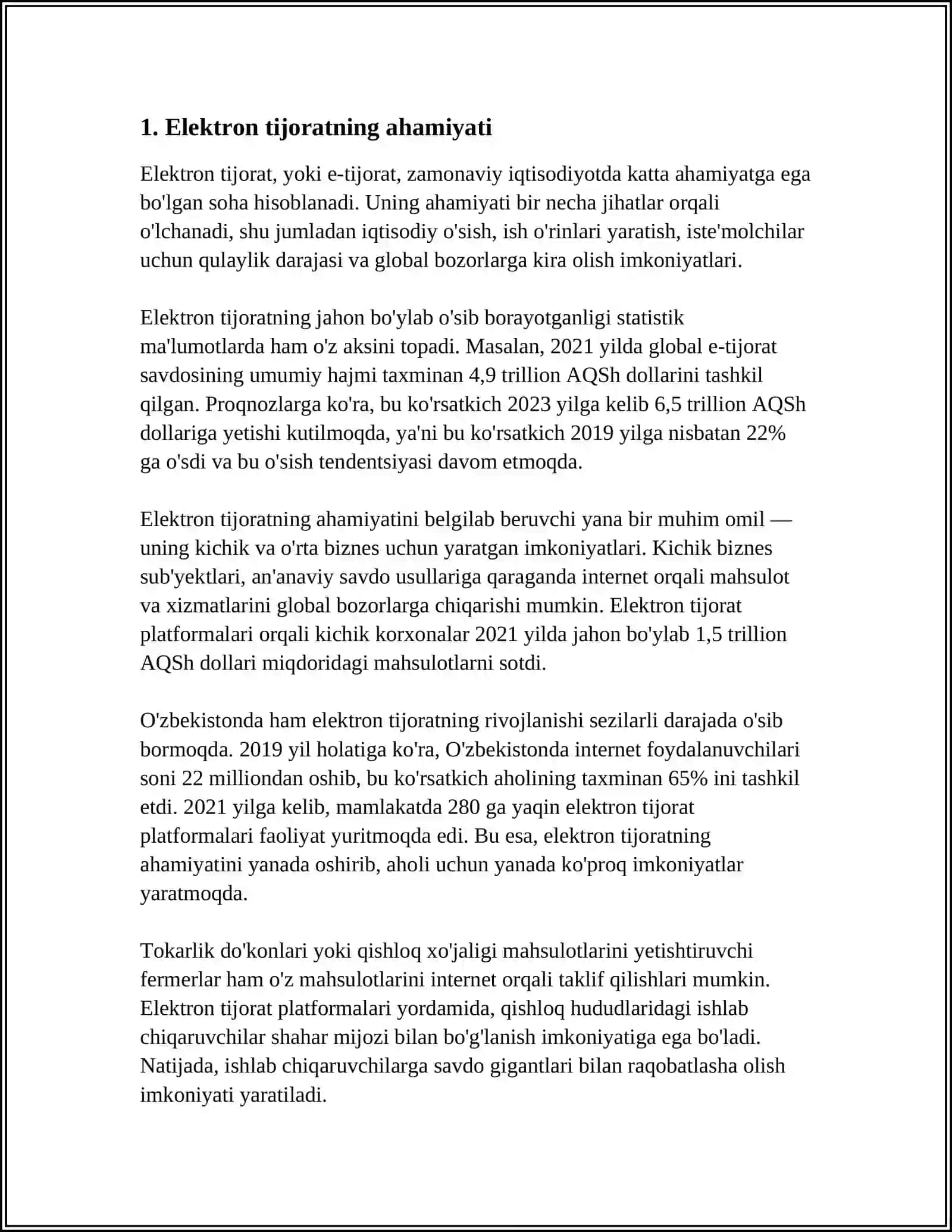 O’ZBEKISTON RESPUBLIKASIDA ELEKTRON TIJORATNING RIVOJLANISH HOLATI 4