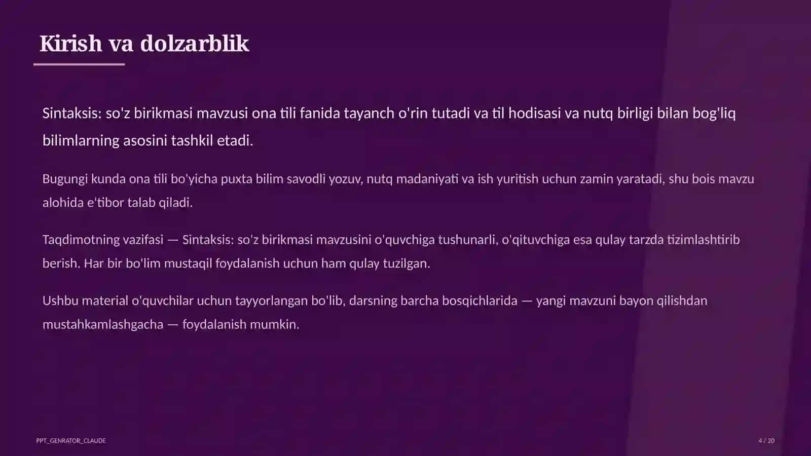 Sintaksis: so'z birikmasi (8-sinf) 4