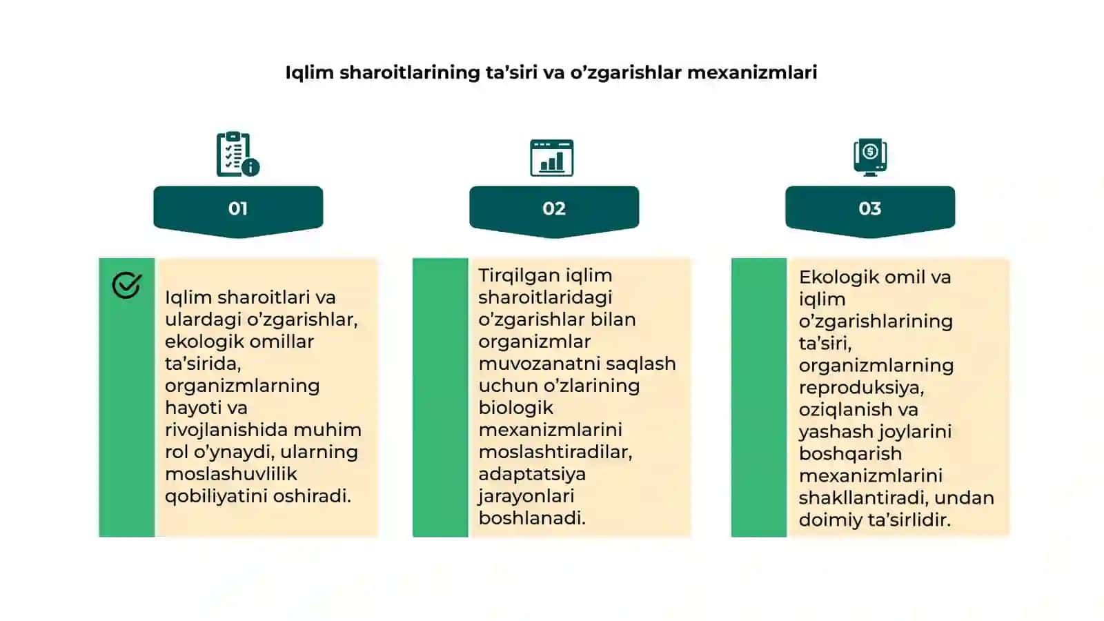 Turli ekologik omillarning tirik organizmlarga ta’sir etish mexanizmlari 4