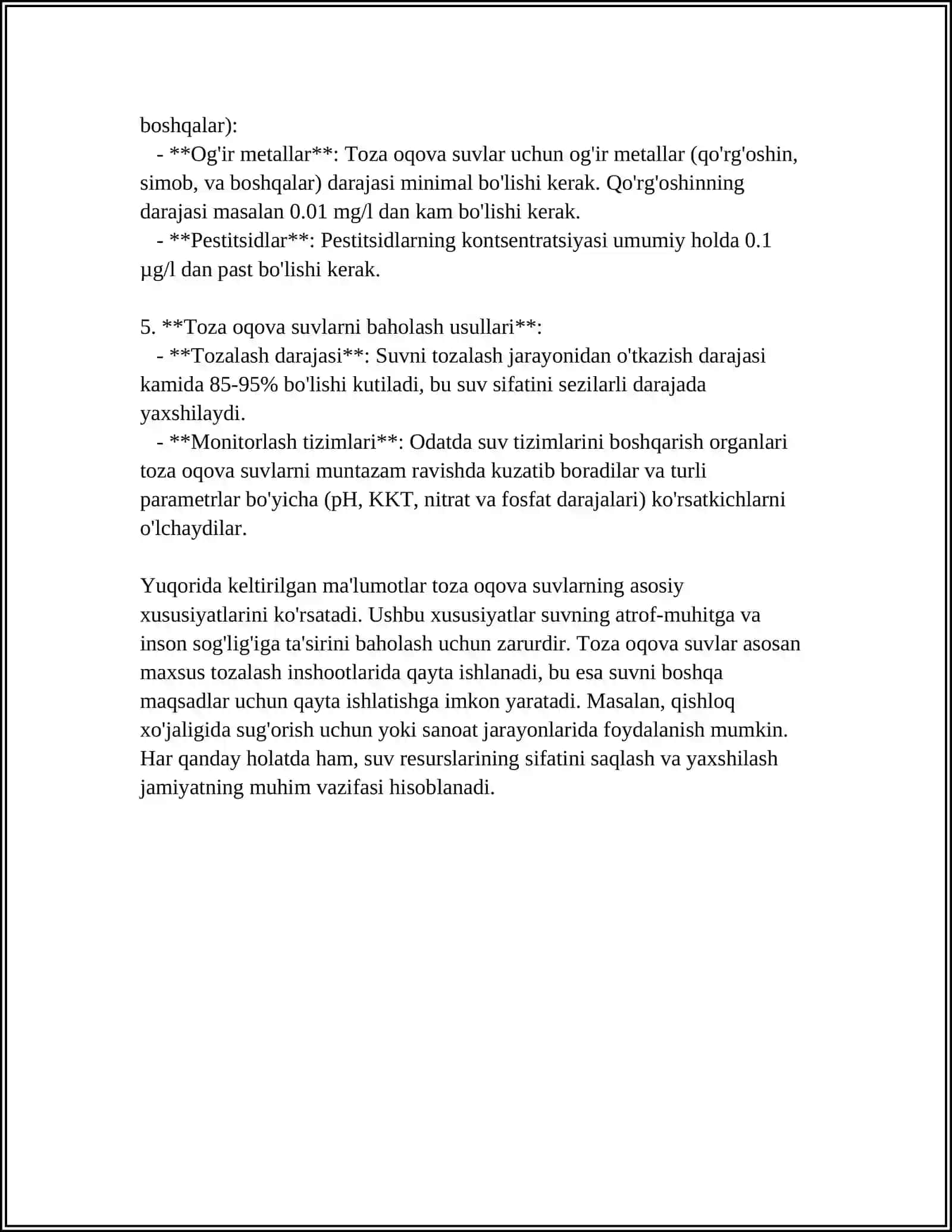 SUVGA TASHLANADIGAN OQOVA SUVLARNI OʼRGANISH VA RUXSAT ETILGAN TASHLASH MIQDORINI HISOBLASH 4