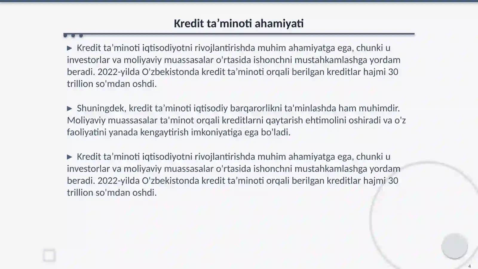 Kredit ta’minoti va uning shakllaridan foydalanish 4