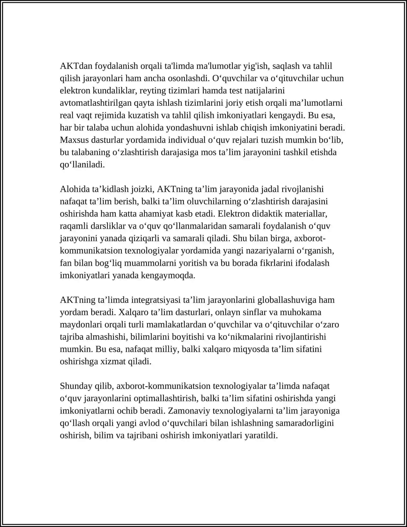 AXBOROT KOMMUNIKATSION TEXNOLOGIYALARNING SOHALAR BILAN ALOQADORLIGI 4