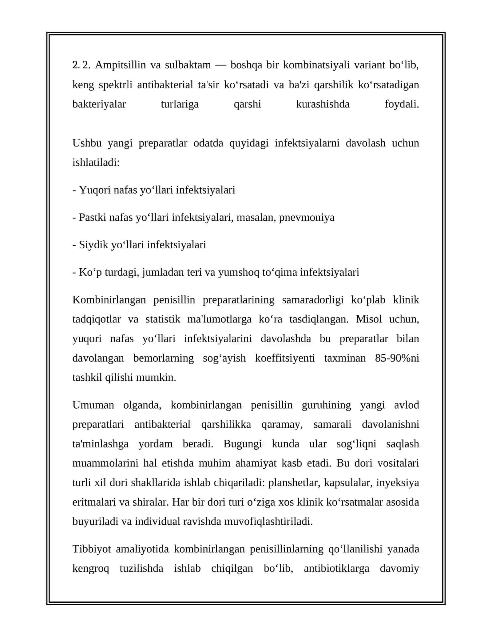 KOMBINIRLANGAN PENISTILLIN GURUHINI YANGI AVLOD PREPARATLARI 4