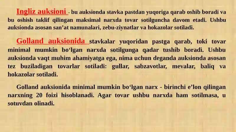 Boshlang‘ich narxni pasaytirish uchun o‘tkaziladigan auksion 4