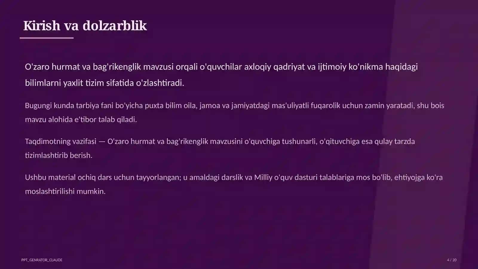 O'zaro hurmat va bag'rikenglik (7-sinf) 4