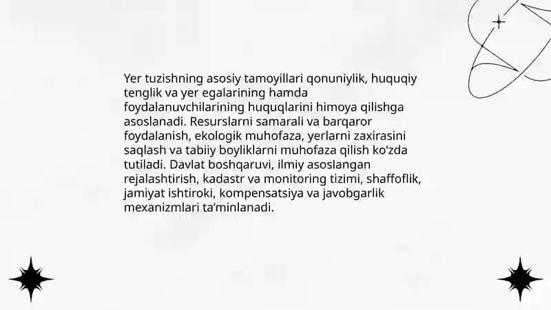 O’zbekiston Respublikasida Yer tuzishning Asosiy Qonuni 4