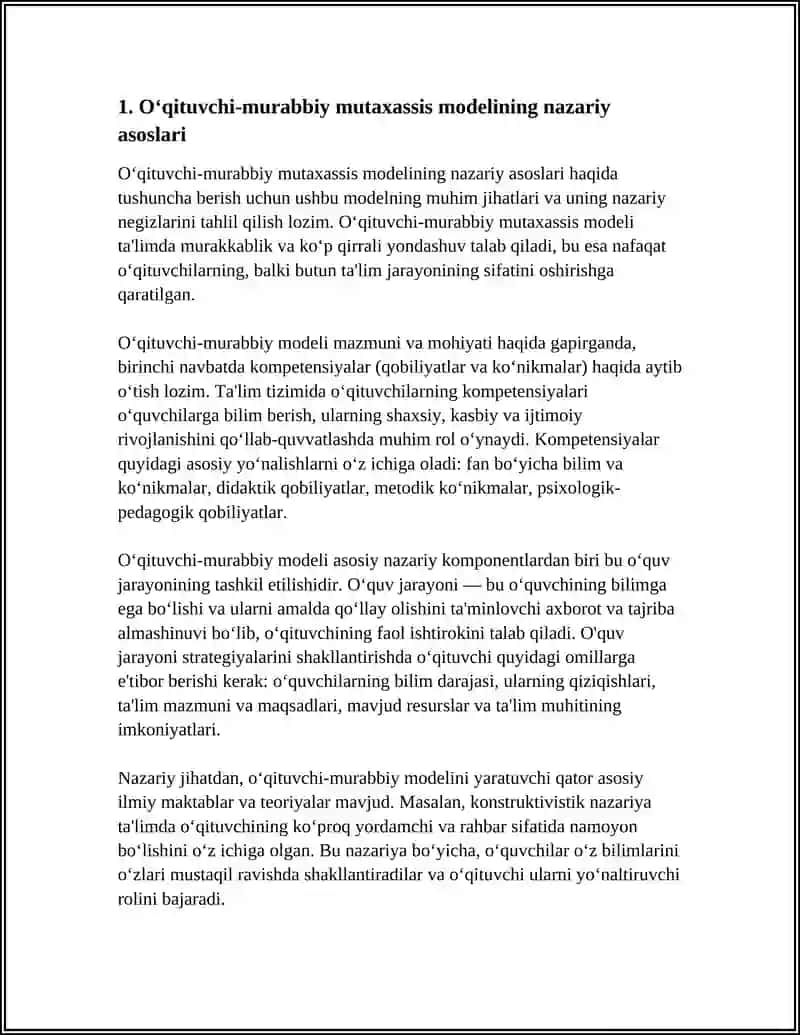 OʻQTUVCHI MURABY YONALISHI BOʻYCHA MUTAHASIS MODELI 4