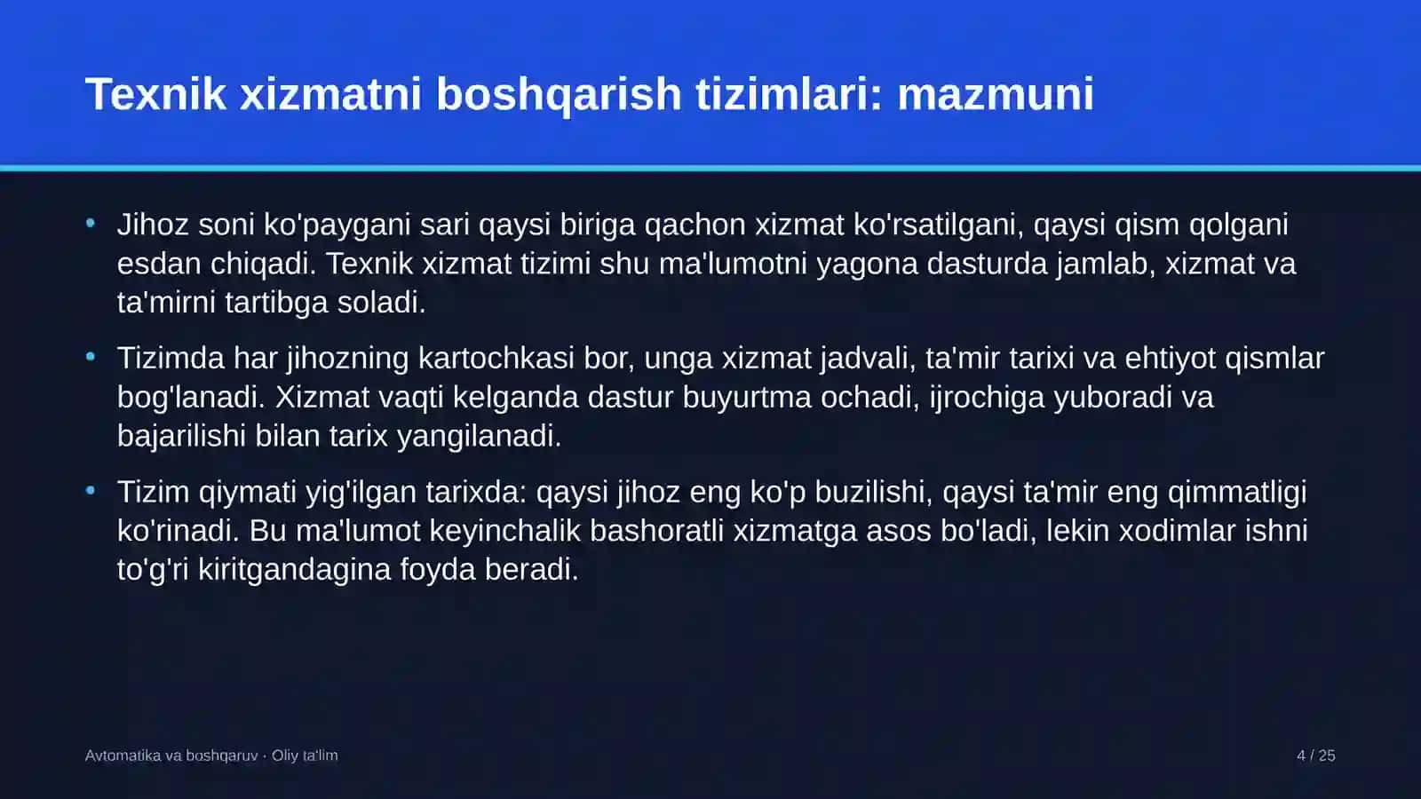 non mahsulotlari korxonalarida texnik xizmat ko'rsatishni boshqarish tizimlari 6678 4