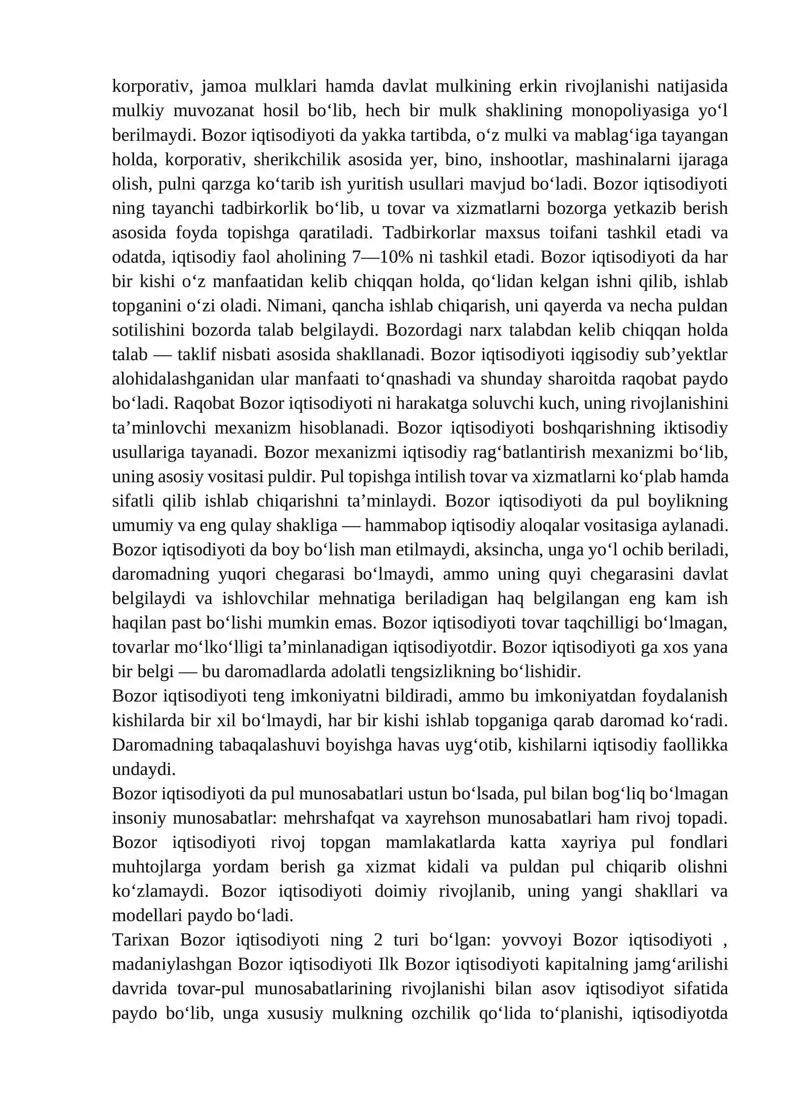 Ananaviy iqtisodiyot va bozor iqtisodiyoti o`rasidagi farqlar 4