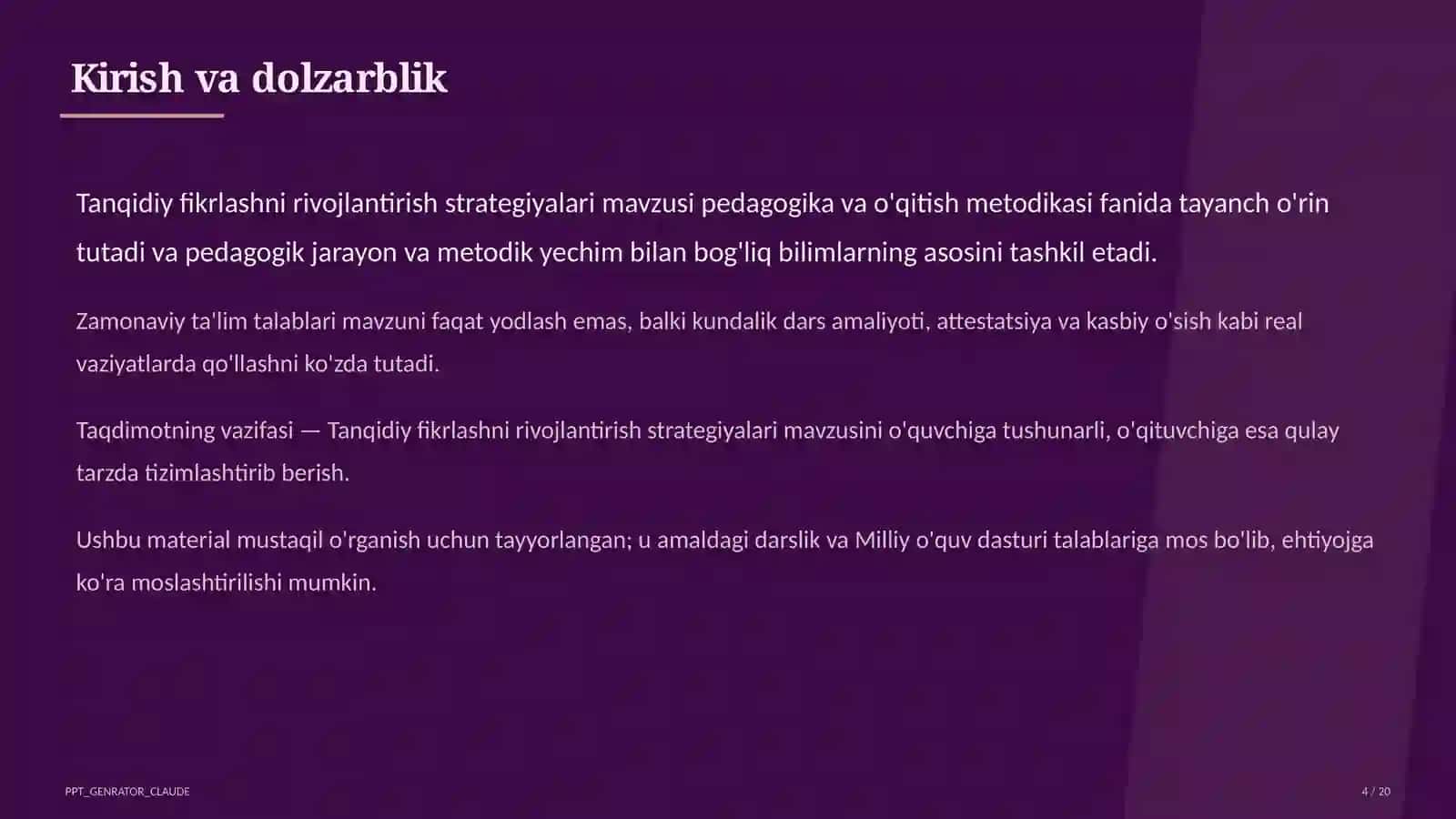 Tanqidiy fikrlashni rivojlantirish strategiyalari 4