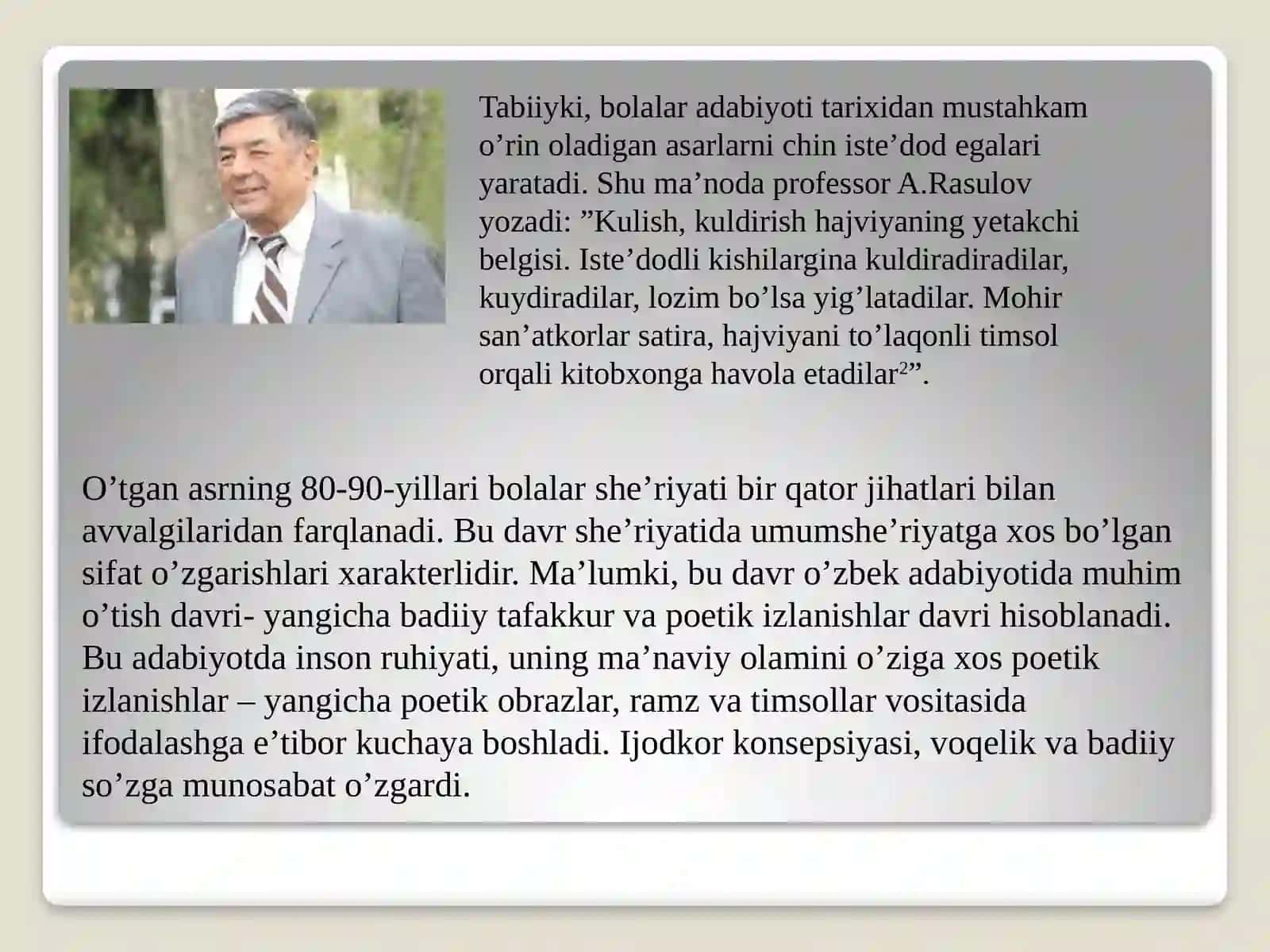 80-yillar o’zbek bolalar she’riyatida realistik hajviy obraz yaratish usullari 4