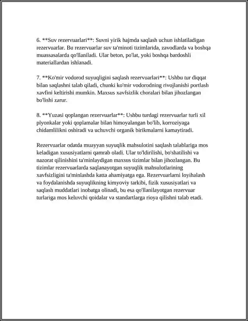 SUYUQ MAHSULOTLARNI SAQLASH REZERVUARLARI 4