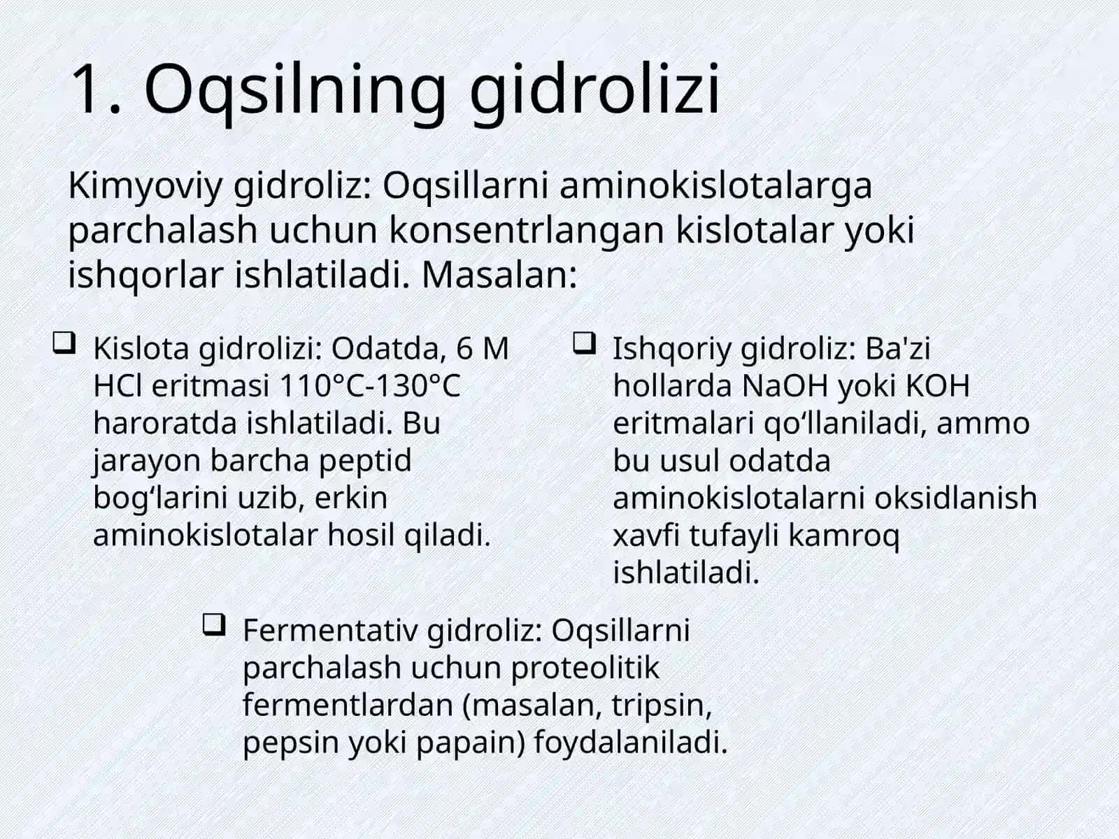 Oqsil gidrolizatlaridan aminokislotalarni ajratib olish 4